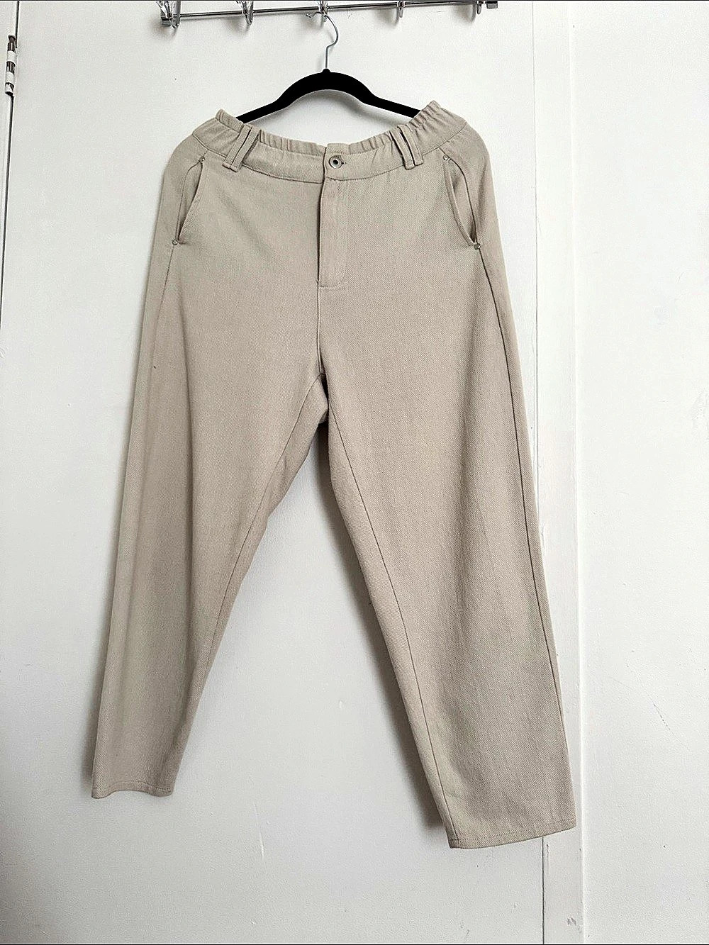 Orfeo Negro Beige Lightweight Denim 100% Cotton Ankle Pants - Tag S Fits Like M